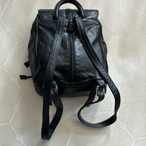 Nine West Retro Mini Leather Top Flap Draw String Backpack - Picture 5 of 16